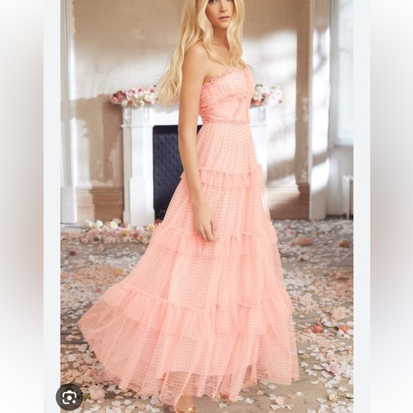 Needle & Thread Womens Caroline Gingham Tulle Corset Gown - Size 10 - Picture 1 of 10